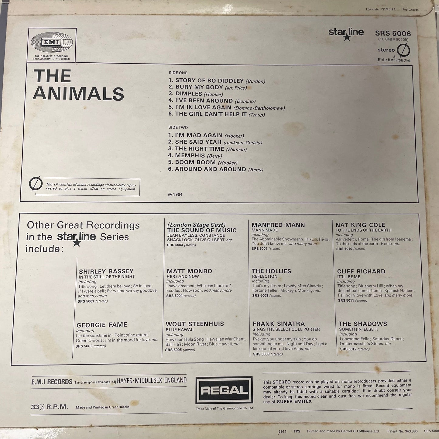 The Animals - The Animals (s/t) - EARLY ISSUE