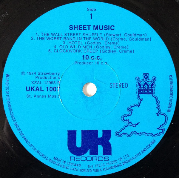 10cc ‎– Sheet Music