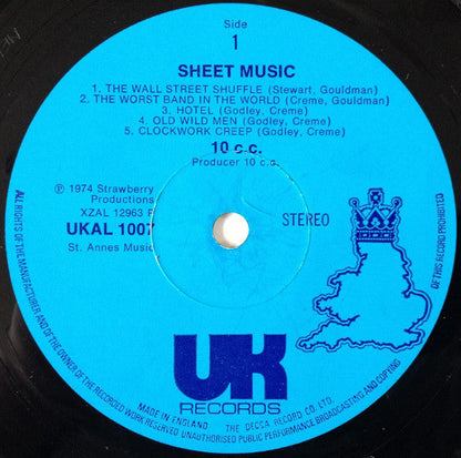 10cc ‎– Sheet Music