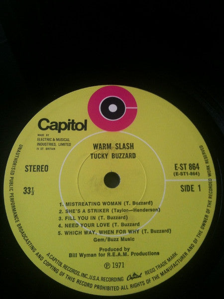 Tucky Buzzard ‎– Warm Slash - ORIGINAL 1972 ISSUE VINYL LP