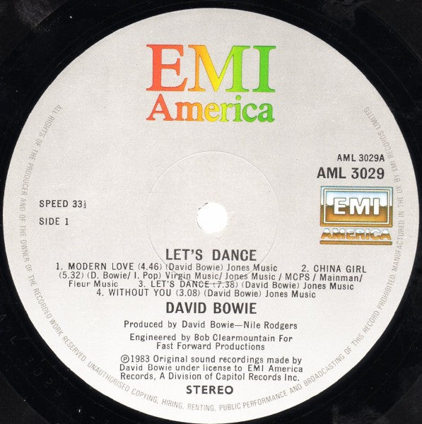 David Bowie - Let's Dance - ORIGINAL VINYL LP