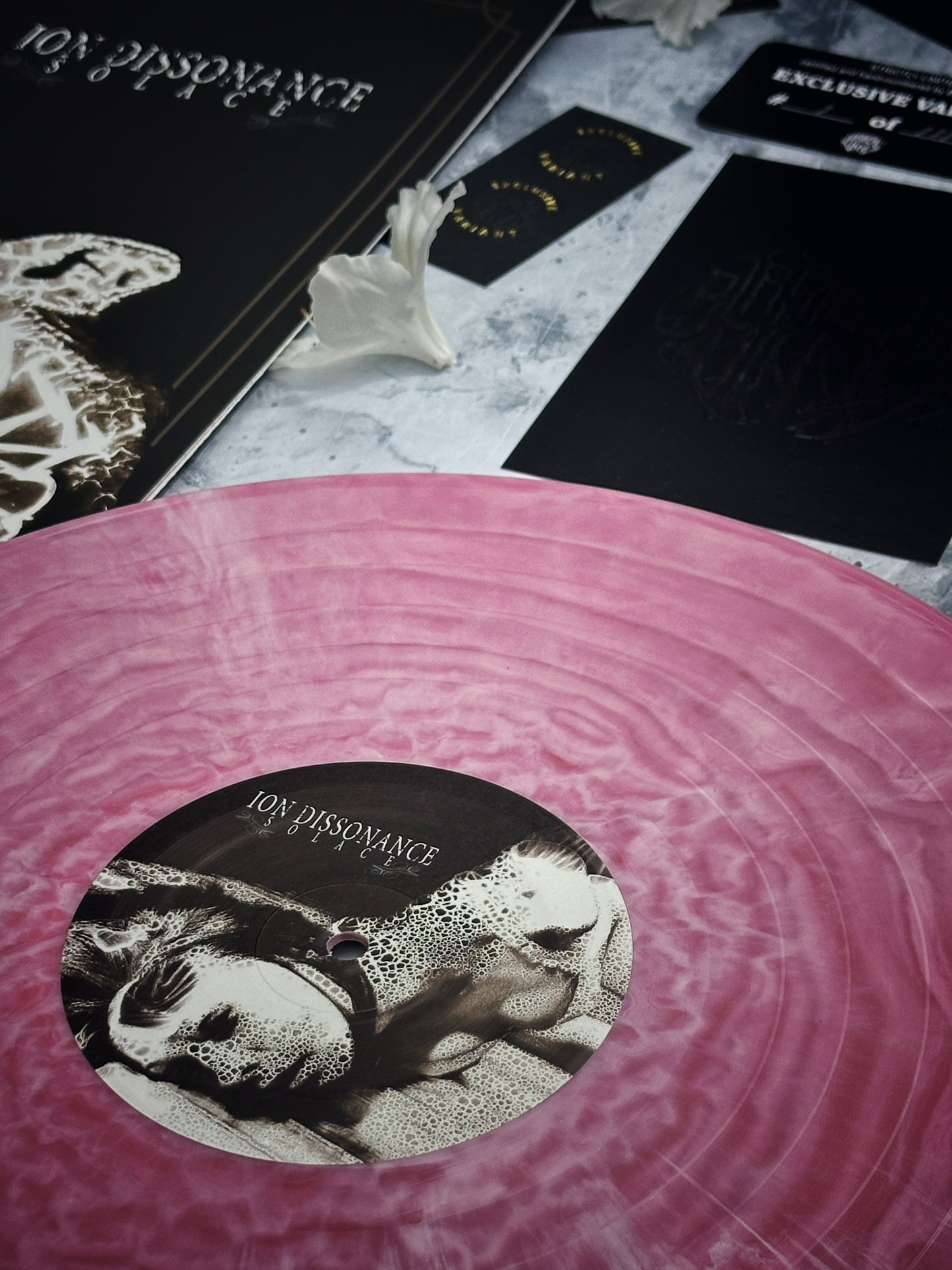 [BBV Exclusive] Ion Dissonance - Solace - Transparent Pink/White Hand-Pour, LTD /111 Hand-Numbered Vinyl LP