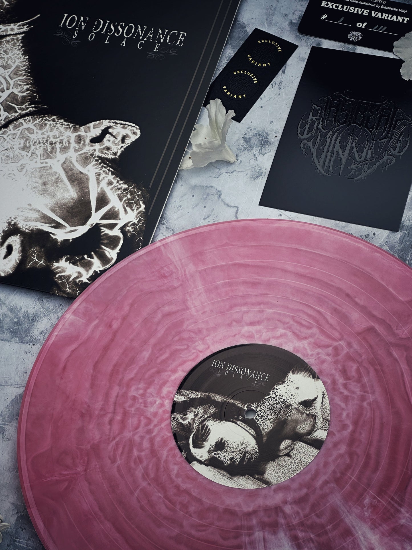 [BBV Exclusive] Ion Dissonance - Solace - Transparent Pink/White Hand-Pour, LTD /111 Hand-Numbered Vinyl LP