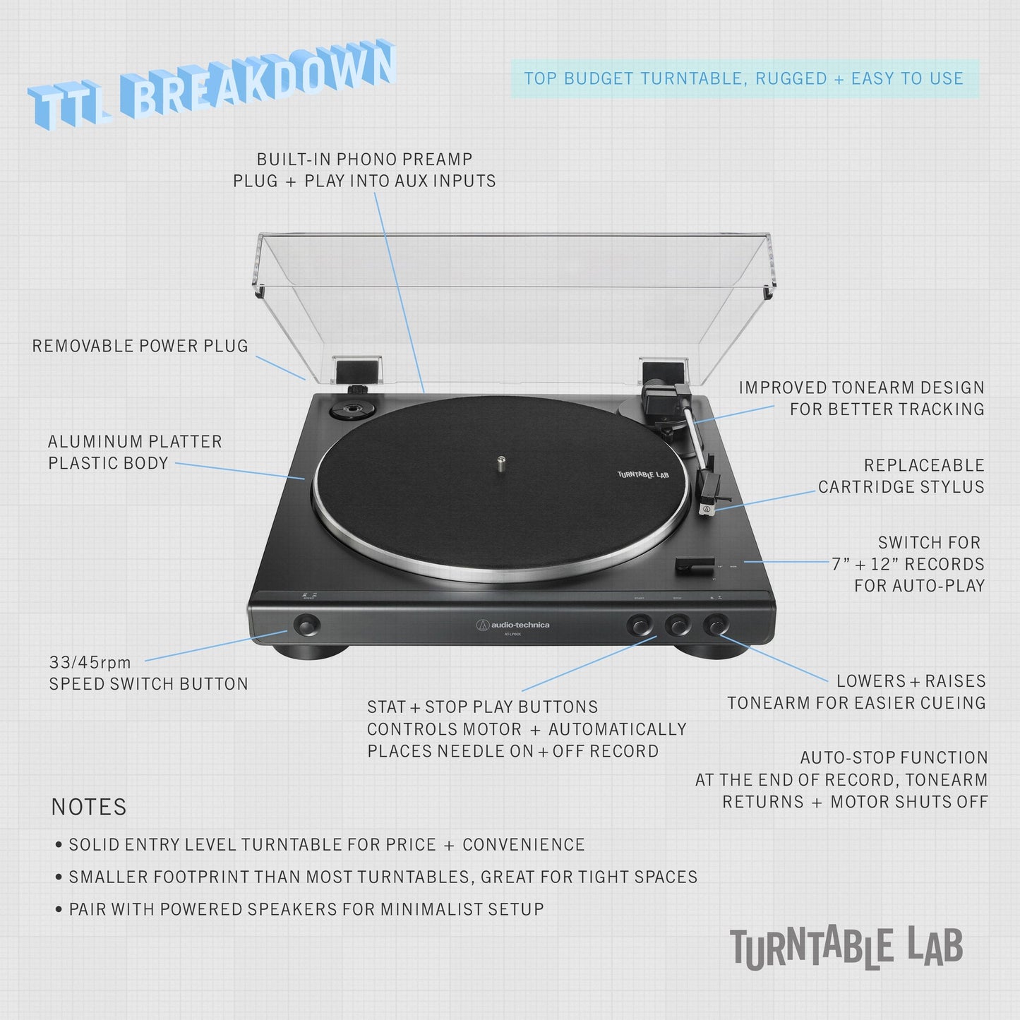 Audio-Technica: AT-LP60X-GM Automatic Turntable - Gunmetal Silver