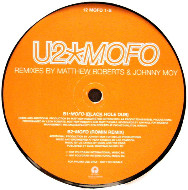 U2 ‎– Mofo - PROMO Only Issue VINYL 12" in Custom Die Cut Cover